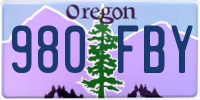OR license plate 980FBY