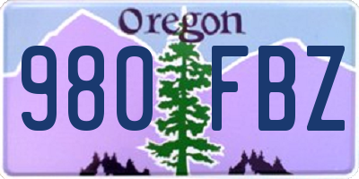 OR license plate 980FBZ