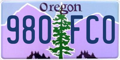 OR license plate 980FCO