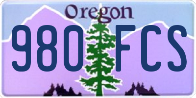 OR license plate 980FCS