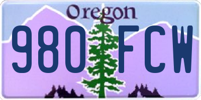 OR license plate 980FCW