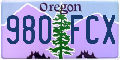 OR license plate 980FCX