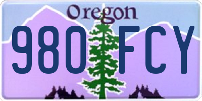 OR license plate 980FCY