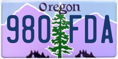 OR license plate 980FDA
