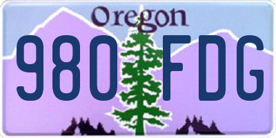 OR license plate 980FDG