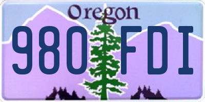 OR license plate 980FDI