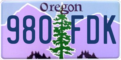 OR license plate 980FDK