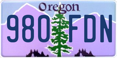 OR license plate 980FDN