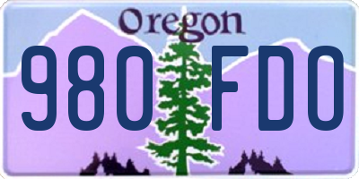 OR license plate 980FDO