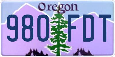 OR license plate 980FDT