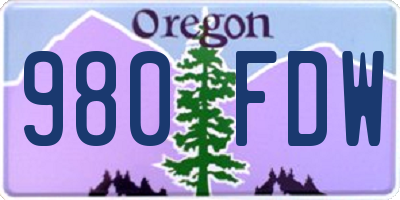 OR license plate 980FDW