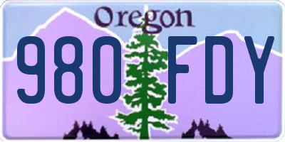 OR license plate 980FDY