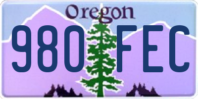OR license plate 980FEC