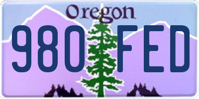 OR license plate 980FED