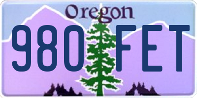 OR license plate 980FET