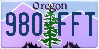 OR license plate 980FFT