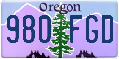 OR license plate 980FGD