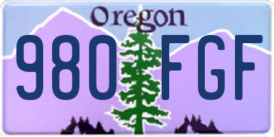 OR license plate 980FGF