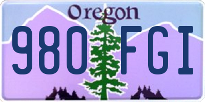 OR license plate 980FGI