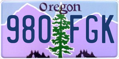 OR license plate 980FGK