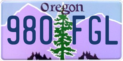 OR license plate 980FGL