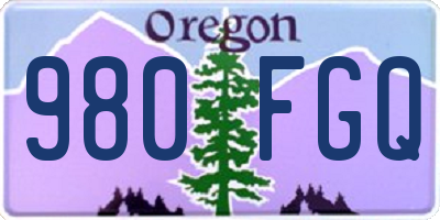OR license plate 980FGQ