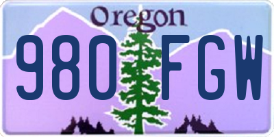 OR license plate 980FGW