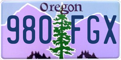 OR license plate 980FGX