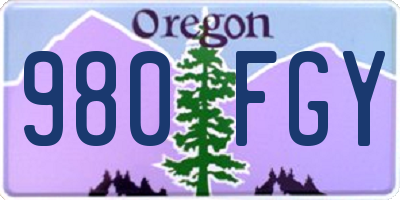 OR license plate 980FGY
