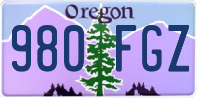 OR license plate 980FGZ