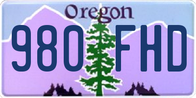 OR license plate 980FHD