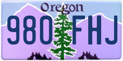 OR license plate 980FHJ