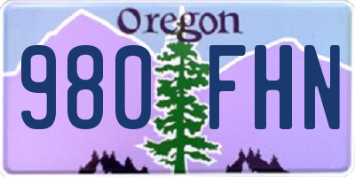 OR license plate 980FHN