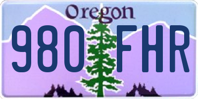 OR license plate 980FHR