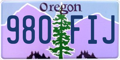 OR license plate 980FIJ