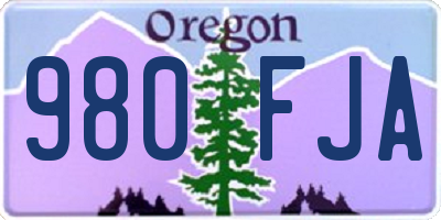 OR license plate 980FJA