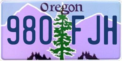 OR license plate 980FJH