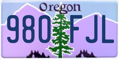 OR license plate 980FJL