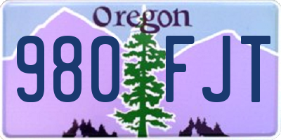 OR license plate 980FJT