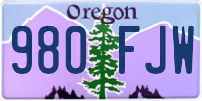 OR license plate 980FJW