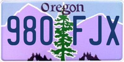 OR license plate 980FJX