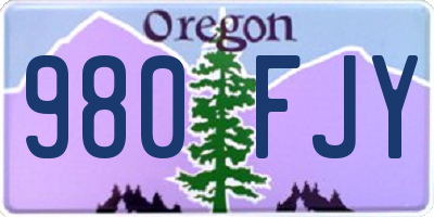 OR license plate 980FJY