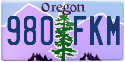 OR license plate 980FKM