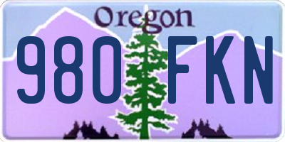 OR license plate 980FKN