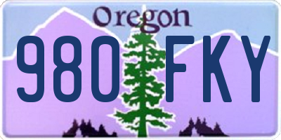 OR license plate 980FKY