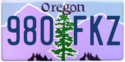 OR license plate 980FKZ