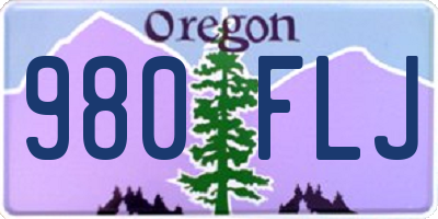 OR license plate 980FLJ