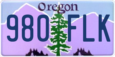 OR license plate 980FLK