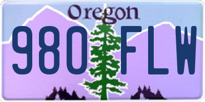 OR license plate 980FLW