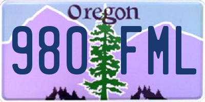 OR license plate 980FML